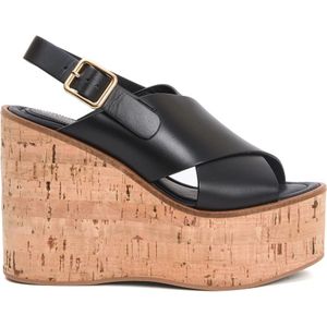 Paloma Barceló, Schoenen, Dames, Zwart, 36 EU, Zwarte sleehak sandalen voor vrouwen