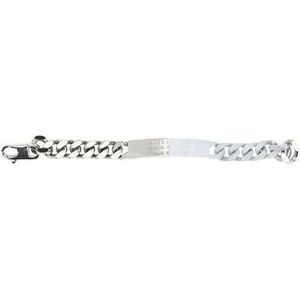 MM6 Maison Margiela, Accessoires, Dames, Grijs, M, Minimaal logo ID-tag armband