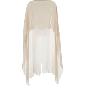 Antonelli Firenze, Jassen, Dames, Beige, S, Beige Zijden Bootnek Top