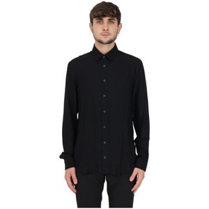 Patrizia Pepe, Overhemden, Heren, Zwart, XL, Lange Mouw Blouse in Viscose Twill