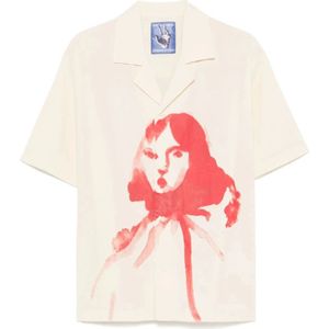 KidSuper Studios, Overhemden, Heren, Beige, S, Beige Camp Kraag Shirt voor Kinderen