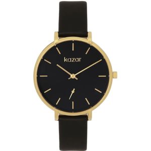 Kazar, Accessoires, Dames, Zwart, ONE Size, Zwart en gouden horloge aan een leren band