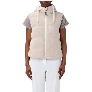 Brunello Cucinelli, Jassen, Dames, Geel, XS, Luxe Gebreid Puffer Vest