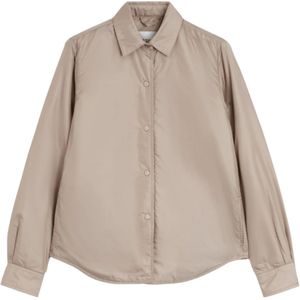 Aspesi, Jassen, Dames, Beige, S, Nylon, Gewatteerd Overshirt met Thermore Vulling