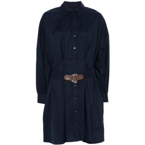 Ralph Lauren, Kleedjes, Dames, Blauw, L, Nylon, Azmera lange mouwen dagjurk