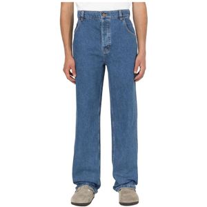 Dickies, Jeans, Heren, Blauw, W33 L32, Denim, Denim Broek in Thomasville Stijl