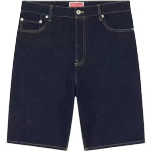 Kenzo, Korte broeken, Heren, Blauw, W33, Denim, Denim Shorts