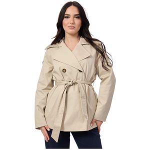 Iblues, Mantels, Dames, Beige, S, Katoen, Beige Trenchcoat met Riem