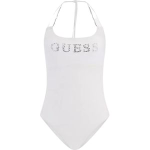 Guess, Badkleding, Dames, Wit, M, Polyester, Logo Badpak met Verwijderbare Vulling