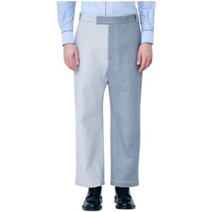 Thom Browne, Broeken, Heren, Grijs, L, Katoen, Contrast Panel Tailored Pants