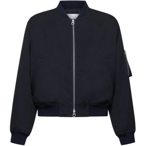 Jil Sander, Jassen, Heren, Zwart, S, Polyester, Blauwe Bomberjack met Ritssluiting