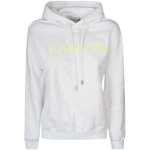 Lanvin, Sweatshirts & Hoodies, Dames, Wit, S, Katoen, Optic White Hooded Sweatshirt