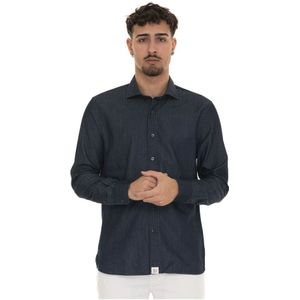 Peuterey, Overhemden, Heren, Blauw, XL, Katoen, Italiaanse Stijl Jeans Overhemd