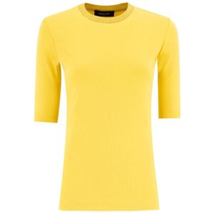 Fabiana Filippi, Tops, Dames, Oranje, XS, Katoen, Geribbelde katoenen slim fit T-shirt