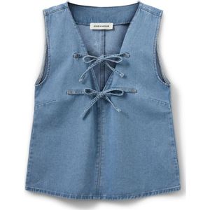 Sofie Schnoor, Tops, Dames, Blauw, XS, Denim, Denim Blauwe Mouwloze Top met V-hals