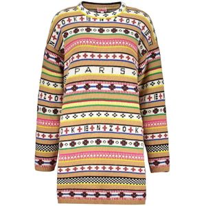 Kenzo, Kleedjes, Dames, Veelkleurig, S, Katoen, Stijlvol Jacquard Gebreide Mini-Jurk
