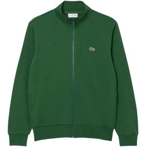 Lacoste, Sweatshirts & Hoodies, Heren, Groen, 2Xl, Katoen, Hoge Hals Rits Sweater met Krokodil