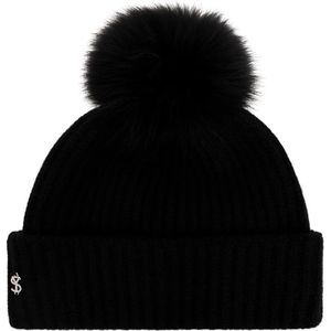 Yves Salomon, Accessoires, Dames, Zwart, ONE Size, Beanie met logo