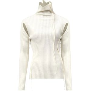 MM6 Maison Margiela, Truien, Dames, Wit, S, Witte coltrui met cut-out details