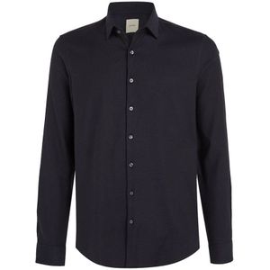 Calvin Klein, Overhemden, Heren, Zwart, L, Katoen, Strijkvrij Slim Fit Gestreept Overhemd
