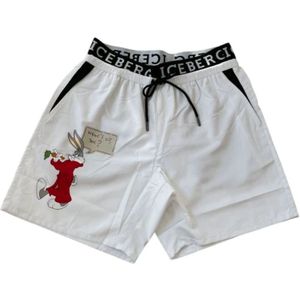 Iceberg, Badkleding, Heren, Wit, XL, Gedrukte zwemshorts met zakken