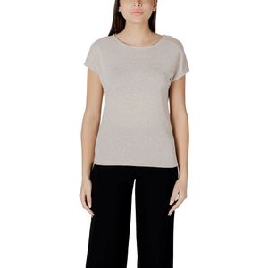 Street One, Tops, Dames, Grijs, S, Polyester, Beige Polyester T-shirt met schouderkant