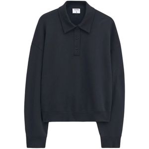 Filippa K, Tops, Dames, Zwart, M, Katoen, Zwart Jersey Polo Shirt