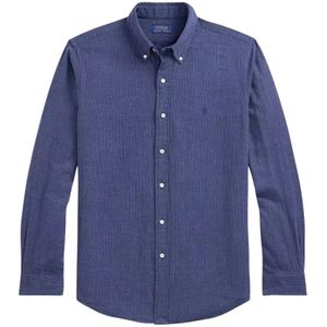Ralph Lauren, Overhemden, Heren, Blauw, 2Xl, Katoen, Blauw shirt met Custom Fit-logo