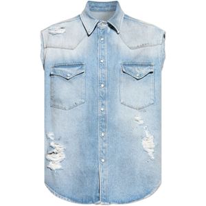 MM6 Maison Margiela, Overhemden, Heren, Blauw, L, Denim, Denim overhemd