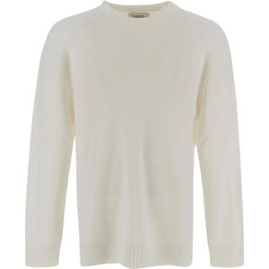 Laneus, Truien, Heren, Beige, L, Katoen, Crew Neck Sweater met Verwoeste Zoom