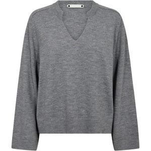 Co'Couture, Truien, Dames, Grijs, L, Grijs Melan Gebreide Trui