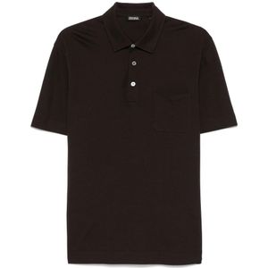 Ermenegildo Zegna, Tops, Heren, Bruin, XL, Katoen, Katoenen polo shirt met 3 knopen