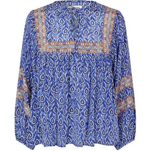 Lollys Laundry, Blouses & Shirts, Dames, Blauw, XS, Vrouwelijke Blouse met Ruchedetail