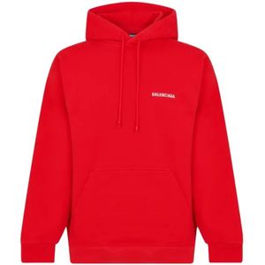 Balenciaga, Sweatshirts & Hoodies, Heren, Rood, XS, Katoen, Rode Katoenen Logo Hoodie