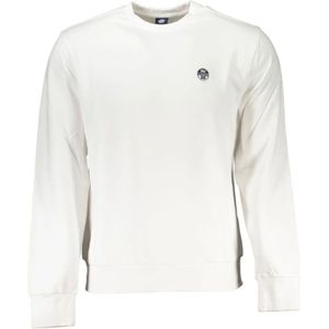 North Sails, Sweatshirts & Hoodies, Heren, Wit, S, Katoen, Geborsteld Katoenen Sweatshirt met Applique Logo