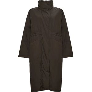 Cesare Gaspari, Mantels, Dames, Bruin, XL, Leer, Lange gewatteerde jas - Bruin