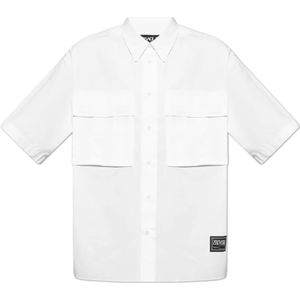 Versace Jeans Couture, Overhemden, Heren, Wit, XL, Katoen, Overhemd met zakken