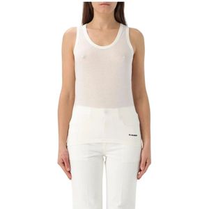 Jil Sander, Tops, Dames, Wit, L, Wol, Witte Wollen Tanktop