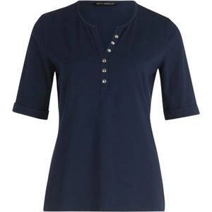 Betty Barclay, Tops, Dames, Blauw, 2Xl, Leer, Geblokt Basic Shirt