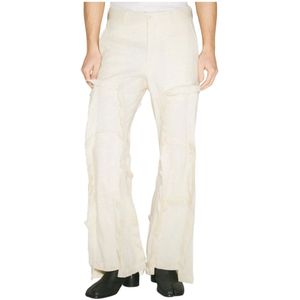 Comme des Garçons, Broeken, Heren, Beige, L, Wol, Frayed Panel Wool Pants