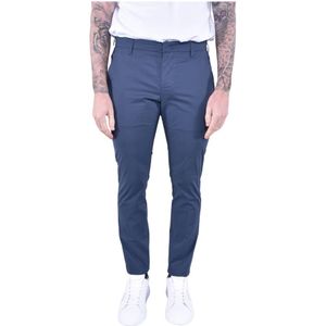 Dondup, Broeken, Heren, Blauw, W31, Katoen, Slim Fit Chino Broek van Stretchkatoen