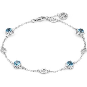 Gucci, Accessoires, Dames, Grijs, ONE Size, Armband in 18kt witgoud met topazen en Interlocking G-detail