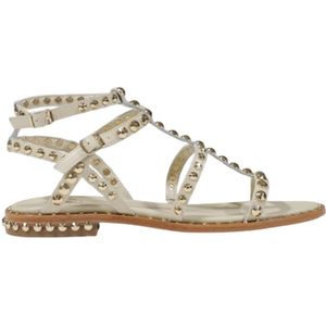 Ash, Schoenen, Dames, Beige, 41 EU, Leer, Beige Leren Strik Sandalen