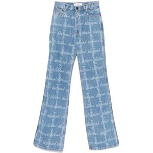 Vivienne Westwood, Jeans, Dames, Blauw, W27, Denim, Blauwe Logo Print Denim Jeans