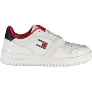 Tommy Hilfiger, Schoenen, Dames, Wit, 41 EU, Polyester, Polyester Sportsneaker met Contrastdetails en Logo