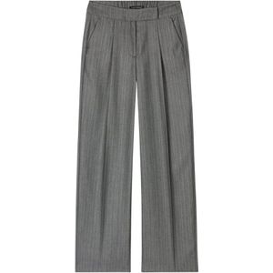 Luisa Cerano, Broeken, Dames, Beige, M, Polyester, Visgraat Wideleg Broek met Strepen