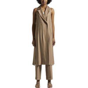 Peserico, Jassen, Dames, Bruin, 2Xs, Linnen, Glanzende viscose linnen gabardine vest