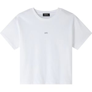 A.p.c., Tops, Dames, Wit, M, Katoen, Wit loszittend T-shirt met APC-logo