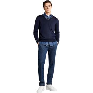 Fay, Truien, Heren, Blauw, S, Wol, V-hals Truien