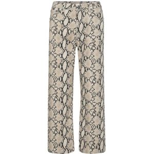 Co'Couture, Broeken, Dames, Beige, S, Snakecc Crop Broek met Slangenprint